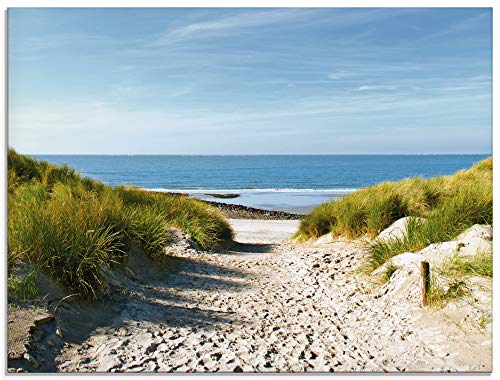 ARTland Glasbilder Wandbild Glas Bild einteilig 80x60 cm Querformat Strand Meer Küste Nordsee Sand Dünen Natur Landschaft Maritim T9EX von ARTLAND