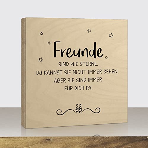 ARTland Holzbilder Mini Direktdruck auf Holz mit Spruch 15x15x2 cm zum Hinstellen/Aufhängen Genschenk-Idee Freundschaft Aufsteller Geburstag Freund-in Geschenk Freunde II U4CQ von ARTLAND