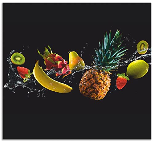 ARTland Spritzschutz Küchenrückwand aus Alu für Küche Herd Spüle 60x55 cm (BxH) viele weitere Größen Design Obst Früchte Schwarz U1TG von ARTLAND