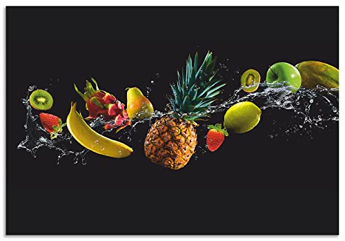 ARTland Spritzschutz Küchenrückwand aus Alu für Küche Herd Spüle 80x55 cm (BxH) viele weitere Größen Design Obst Früchte Schwarz U1TG von ARTLAND