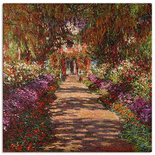 ARTland Leinwandbild Wandbild Bild auf Leinwand 100x100 cm Wanddeko Pflanzen Bäume Blumen Weg in Monets Garten in Giverny 1902 Impressionismus Claude Monet T6UD von ARTLAND