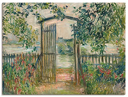 ARTland Leinwandbild Wandbild Bild auf Leinwand 120x90 cm Wanddeko Garten Zaun Pflanzen Bäume Blumen Das Gartentor in Vetheuil 1881 Impressionismus Claude Monet T6KO von ARTLAND