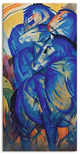 ARTland Leinwandbild Wandbild Bild auf Leinwand 20x40 cm Wanddeko Abstrakte Kunst Tiere Turm der blauen Pferde 1913 Expressionismus Franz Marc T7IL von ARTLAND