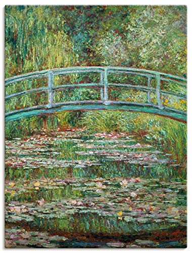 ARTland Leinwandbild Wandbild Bild auf Leinwand 45x60 cm Wanddeko Teich Pflanzen Seerosen Japanische Brücke 1899 Impressionismus Claude Monet T7PQ von ARTLAND