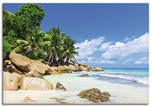 ARTland Leinwandbilder Wandbild Bild Leinwand 130x90 cm Karibik Südsee Strand Natur Palmen Natur Malediven R2PV von ARTLAND