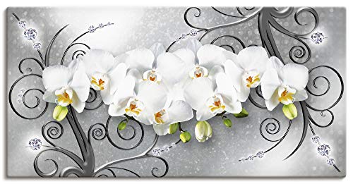 ARTland Leinwandbilder Wandbild Bild auf Leinwand 100x50 cm Querformat Abstrakte Bilder Blumen Blüte Orchideen Kunst Abstrakt Weiß U1QV von ARTLAND