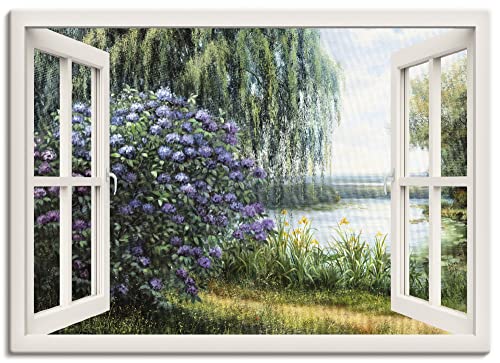 ARTland Leinwandbilder Wandbild Bild auf Leinwand 100x70 cm Landschaften Fensterblick J4WF von ARTLAND