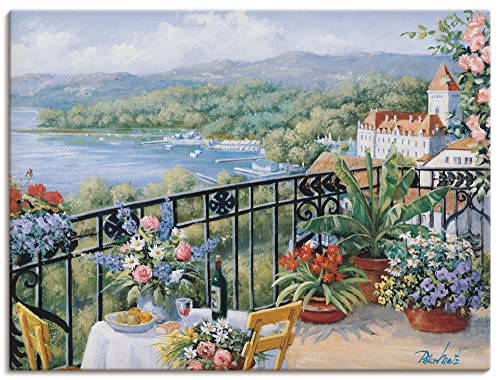 ARTland Leinwandbilder Wandbild Bild auf Leinwand 120 x 90 cm Landschaften Garten Malerei Grün Unvergessliche Aussicht B0TL von ARTLAND