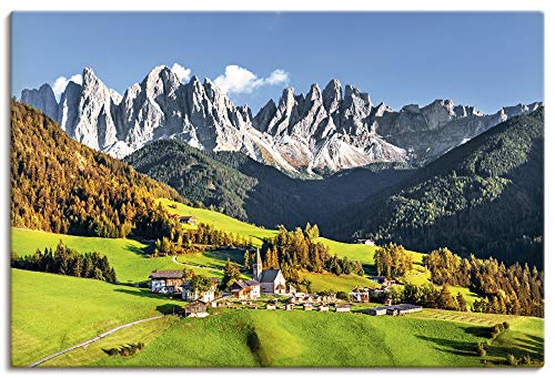ARTland Leinwandbilder Wandbild Bild auf Leinwand 120x80 cm Alpen Berge Landschaft Italien Berge Gebirge Urlaub Santa Maddalena U1TF von ARTLAND