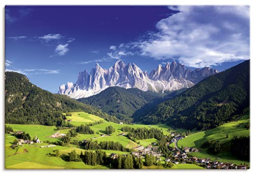 ARTland Leinwandbilder Wandbild Bild auf Leinwand 120x80 cm Wanddeko Alpenbilder Landschaft Berge Südtirol Gebirge Alpen Natur U1YX von ARTLAND