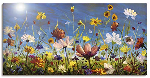 ARTland Leinwandbilder Wandbild Bild auf Leinwand 150x75 cm Querformat Blumenwiese Blumen Blüte Pflanzen Natur Frühling U1QU von ARTLAND