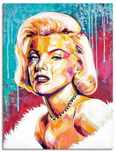 ARTland Leinwandbilder Wandbild Bild auf Leinwand 30x40 cm Wanddeko Legende Porträt Farbe Marilyn Monroe Hollywood Film Kino Star U5BO von ARTLAND