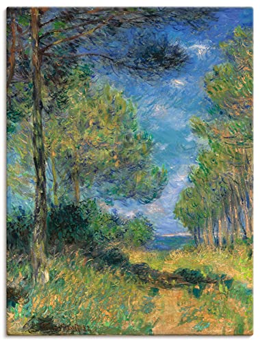 ARTland Leinwandbilder Wandbild Bild auf Leinwand 45x60 cm Wanddeko Natur Bäume Gräser Sommer Nadelbäume in Varengeville 1882 Impressionismus Claude Monet T7CB von ARTLAND