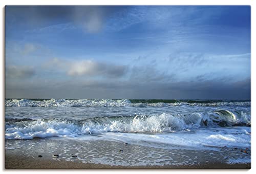 ARTland Leinwandbilder Wandbild Bild auf Leinwand 60 x 40 cm Wanddeko Ostsee Meer Strand Sand Wellen Sommer Urlaub J8TO von ARTLAND