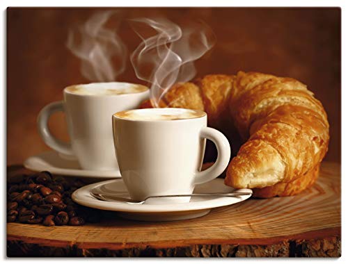 ARTland Leinwandbilder Wandbild Bild auf Leinwand 60x45 cm Kaffee Coffee Cafe Cappuccino Espresso Croissant Getränke T5XO von ARTLAND