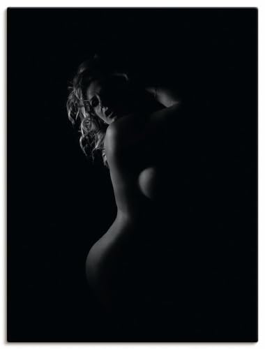 ARTland Leinwandbilder Wandbild Bild auf Leinwand 60x80 cm Wanddeko Deko Schwarz Weiß Bilder Erotik Romantik Frau Akt Model Silhouette Aktfotografie U5AW von ARTLAND