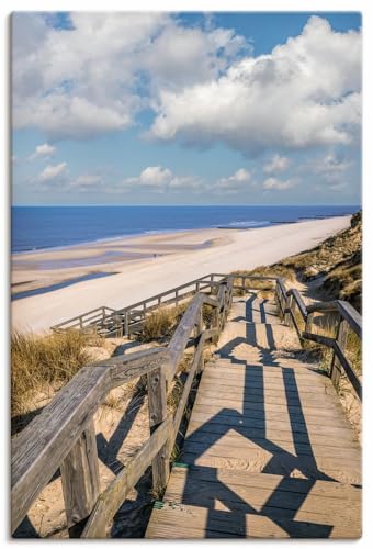 ARTland Leinwandbilder Wandbild Bild auf Leinwand 60x90 cm Wanddeko Landschaften Nordsee Küste Strand Holzweg Treppe Sylt Friesland U4XN von ARTLAND