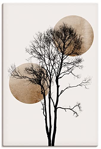ARTland Leinwandbilder Wandbild Bild auf Leinwand 60x90 cm Wanddeko Minimalismus Sonne Mond Baum Silhouette U3XE von ARTLAND