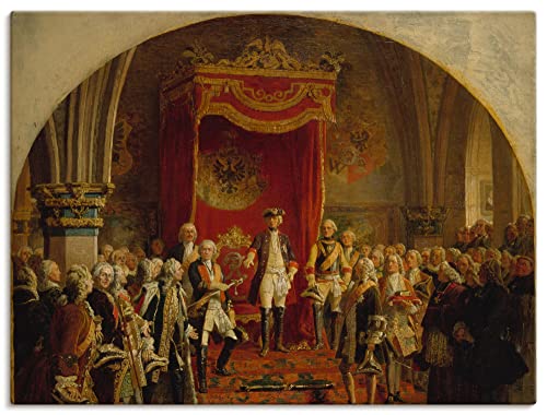 ARTland Leinwandbilder Wandbild Bild auf Leinwand 80x60 cm Wanddeko Preußen König Die schlesischen Stände huldigen Friedrich dem Großen in Breslau 1741 Symbolismus Wilhelm Camphausen R2BP von ARTLAND