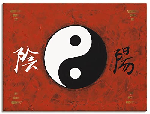 ARTland Leinwandbilder Wandbild Bild auf Leinwand A. S. Yin & Yang Statement Bilder Zeichen Malerei Rot A3ME von ARTLAND