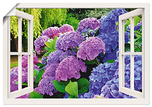 ARTland Poster Kunstdruck Wandposter Bild ohne Rahmen 100x70 cm Botanik Blumen Hortensien Garten Blüten Landhaus T5PZ von ARTLAND