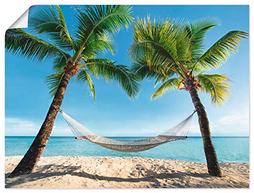 ARTland Poster Kunstdruck Wandposter Bild ohne Rahmen 120x90 cm Karibik Palmen Strand Meer Hängematte Urlaub Sommer Südsee T4TO von ARTLAND