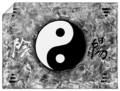 ARTland Poster Kunstdruck Wandposter Bild ohne Rahmen 120x90 cm Querformat Ying Yang Asien Asiatisch Feng Shui Yoga Modern Schwarz Weiß T4FI von ARTLAND