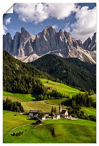 ARTland Poster Kunstdruck Wandposter Bild ohne Rahmen 20x30 cm DIN A4 Landschaft Berge Wald Wiesen Dorf Alpen Dolomiten Südtirol U3LX von ARTLAND