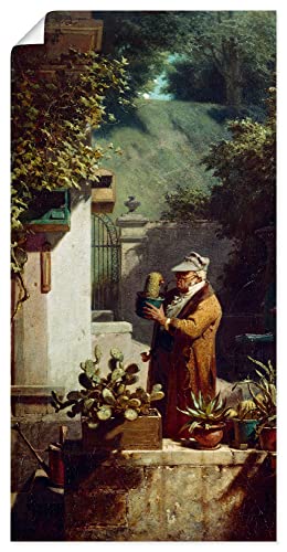 ARTland Poster Kunstdruck Wandposter Bild ohne Rahmen 20x40 cm Hochformat Garten Pflanzen Kaktus Gärtner Der Kaktusfreund 1858 Biedermeier Carl Spitzweg T7LU von ARTLAND