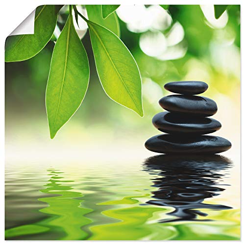 ARTland Poster Kunstdruck Wandposter Bild ohne Rahmen 30x30 cm Zen Asien Asiatisch Wellness Spa Entspannung Natur Steine See Blätter T5UJ von ARTLAND