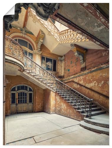 ARTland Poster Kunstdruck Wandposter Bild ohne Rahmen 30x40 cm DIN A3 Architektur Ruinen Treppenhaus Treppe Ornamente Licht Lost Places U4YC von ARTLAND