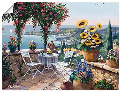 ARTland Poster Kunstdruck Wandposter Bild ohne Rahmen 40x30 cm Ausblick Landschaft Blumen Küste Meer Bucht Garten Kunst Malerei B8PL von ARTLAND