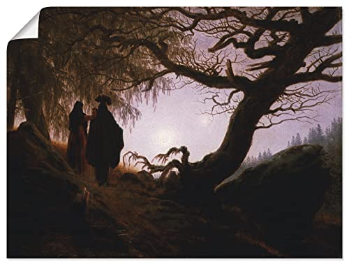 ARTland Poster Kunstdruck Wandposter Bild ohne Rahmen 40x30 cm Natur Wald Mann und Frau den Mond betrachtend 1830/35 Romantik Caspar David Friedrich B4CC von ARTLAND