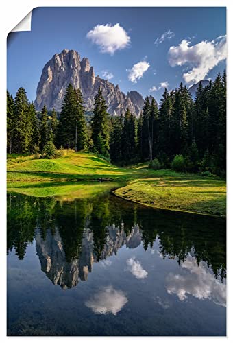 ARTland Poster Kunstdruck Wandposter Bild ohne Rahmen 40x60 cm Hochformat Landschaft Berge Alpen Dolomiten Wald See Spiegel Südtirol U3LU von ARTLAND