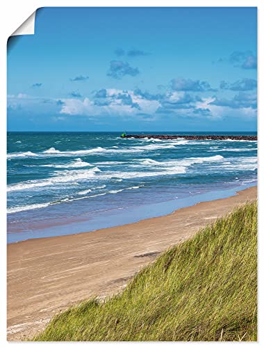 ARTland Poster Kunstdruck Wandposter Bild ohne Rahmen 45x60 cm Hochformat Maritime Deko Sommer Meer Nordsee Wellen Strand Gräser Dänemark U3QL von ARTLAND