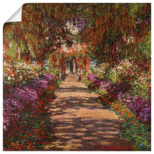 ARTland Poster Kunstdruck Wandposter Bild ohne Rahmen 50x50 cm Pflanzen Bäume Blumen Weg in Monets Garten in Giverny 1902 Impressionismus Claude Monet T6UD von ARTLAND