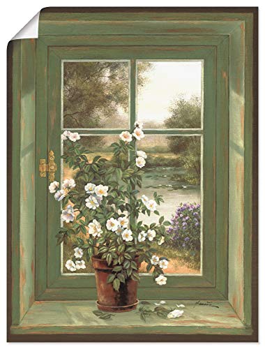 ARTland Poster Kunstdruck Wandposter Bild ohne Rahmen 60x80 cm Fensterblick Fenster Natur Landschaft Stillleben Blumen Botanik Kunst T5YV von ARTLAND