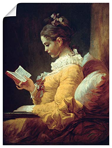 ARTland Poster Kunstdruck Wandposter Bild ohne Rahmen 60x80 cm Frau Buch Ruhe Lesendes Mädchen 1776 Rokoko Renaissance Jean Honoré Fragonard T7OO von ARTLAND