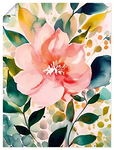 ARTland Poster Kunstdruck Wandposter Bild ohne Rahmen 60x80 cm Hochformat Garten Pflanzen Abstrakte Blumen Blüte Hibiskus Minimalismus U4QW von ARTLAND