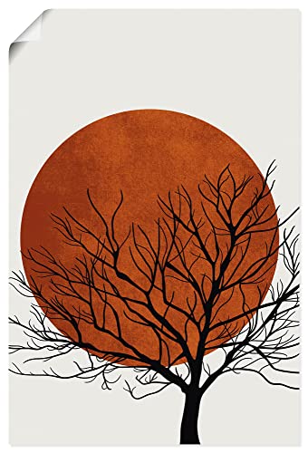 ARTland Poster Kunstdruck Wandposter Bild ohne Rahmen 60x90 cm Hochformat Minimalismus Sonne Silhouette Baum Winter Japan U3XX von ARTLAND