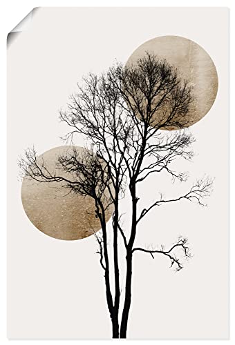 ARTland Poster Kunstdruck Wandposter Bild ohne Rahmen 60x90 cm Hochformat Minimalismus Sonne Mond Baum Silhouette U3XE von ARTLAND
