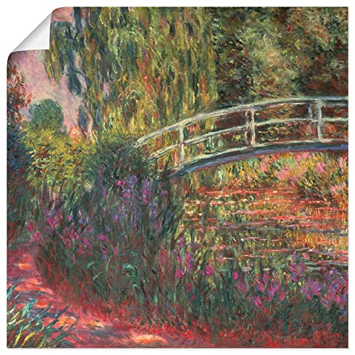 ARTland Poster Kunstdruck Wandposter Bild ohne Rahmen 70x70 cm Natur Pflanzen Blumen Seerosen Teich Japanische Brücke im Garten von Giverney Impressionismus Claude Monet T6QR von ARTLAND