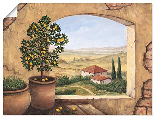 ARTland Poster Kunstdruck Wandposter Bild ohne Rahmen 80x60 cm Fensterblick Fenster Toskana Italien Landschaft Aussicht Malerei T5ZG von ARTLAND