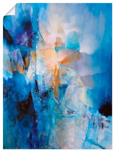 ARTland Poster Kunstdruck Wandposter Bild ohne Rahmen 90x120 cm Hochformat Abstrakte Kunst Winter Frühling Eis Leuchten Blau Licht Farbe U4UI von ARTLAND