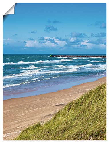 ARTland Poster Kunstdruck Wandposter Bild ohne Rahmen 90x120 cm Hochformat Maritime Deko Sommer Meer Nordsee Wellen Strand Gräser Dänemark U3QL von ARTLAND