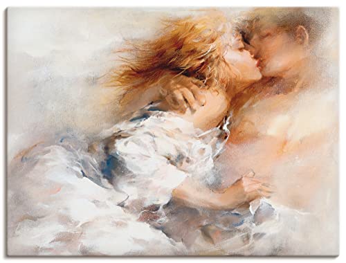 ARTland Leinwandbilder Wandbild Bild auf Leinwand 120 x 90 cm Liebe Erotik Paar Malerei Creme Leidenschaftlich B9BS von ARTLAND