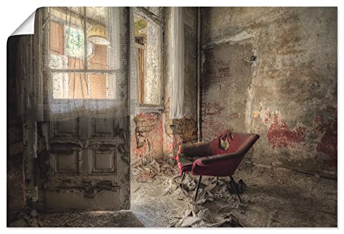 ARTland Poster Kunstdruck Wandposter Bild ohne Rahmen 30 x 20 cm Architektur Ruinen Zimmer Möbel Sessel Rot Foto Bunt Lost Place Vintage T9SC von ARTLAND