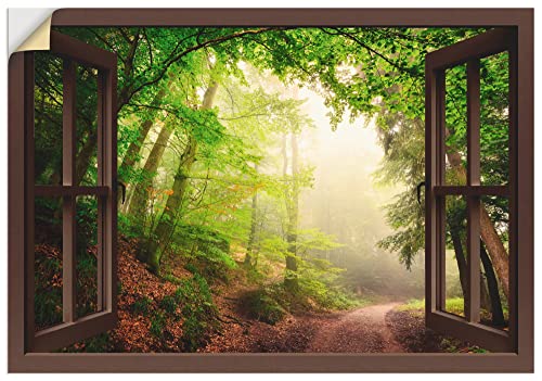 ARTland Wandbild selbstklebende Vinylfolie 100 x 70 cm Landschaften Wald Foto Grün B8CN Fensterblick Natürliche Torbögen durch Bäume von ARTLAND