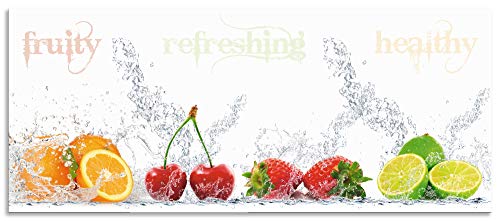 ARTland Spritzschutz Küche aus Alu für Herd Spüle 120x50 cm (BxH) Küchenrückwand mit Motiv Obst Früchte Orange Limette im Wasser Spruch Modern Hell S6JP von ARTLAND