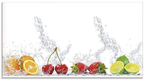 ARTland Spritzschutz Küchenrückwand aus Alu für Küche Herd Spüle 120x65 cm (BxH) mit Motiv Essen Obst Früchte Erbeeren Limette Orange Modern Hell Bunt S6JP von ARTLAND